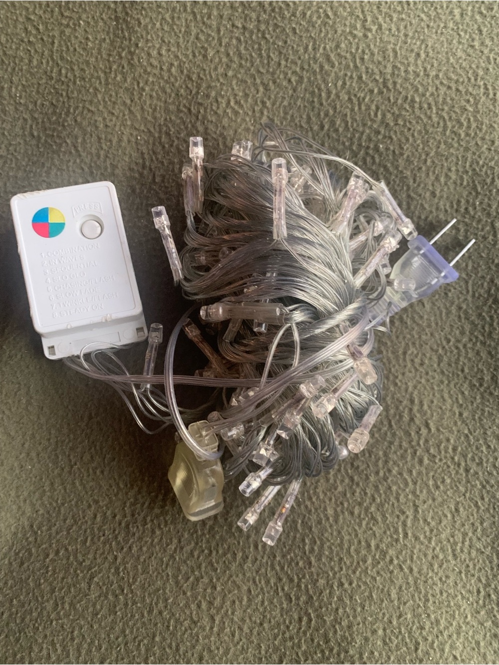 GUC clear LED string lights. Plug in. 8 mode button control EK-04 IP44.